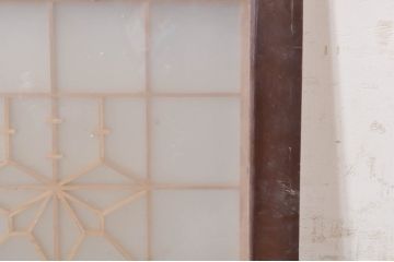 アンティーク建具　両面ガラス　和モダンな空間を演出する組子入り欄間2枚セット(明り取り、明かり取り)(R-073859)