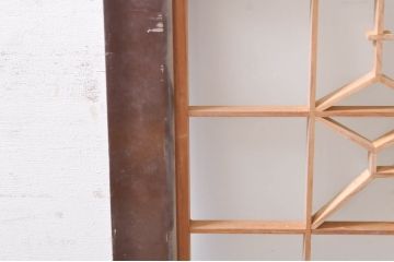アンティーク建具　両面ガラス　和モダンな空間を演出する組子入り欄間2枚セット(明り取り、明かり取り)(R-073859)