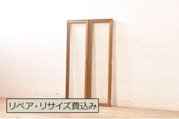 中古　マホガニー　DREXEL HERITAGE(ドレクセルヘリテイジ)　両開き　シンプルながらも上品なデザインが魅力的!キャビネットの扉2枚1対(ガラス扉、建具)(R-073862)