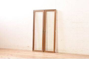 中古　マホガニー　DREXEL HERITAGE(ドレクセルヘリテイジ)　両開き　シンプルながらも上品なデザインが魅力的!キャビネットの扉2枚1対(ガラス扉、建具)(R-073862)