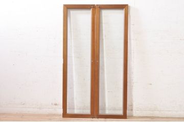 中古　マホガニー　DREXEL HERITAGE(ドレクセルヘリテイジ)　両開き　シンプルながらも上品なデザインが魅力的!キャビネットの扉2枚1対(ガラス扉、建具)(R-073862)