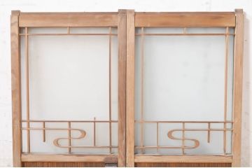 アンティーク建具　上質な和の空間を演出するガラス小窓2枚セット(ガラス窓、ガラス戸、引き戸)(R-073863)