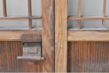 アンティーク建具　上質な和の空間を演出するガラス小窓2枚セット(ガラス窓、ガラス戸、引き戸)(R-073863)