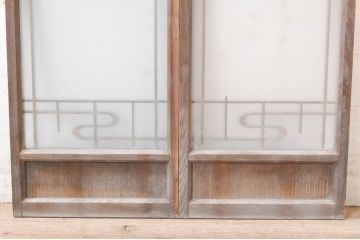 アンティーク建具　上質な和の空間を演出するガラス小窓2枚セット(ガラス窓、ガラス戸、引き戸)(R-073863)