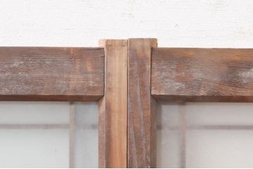 アンティーク建具　上質な和の空間を演出するガラス小窓2枚セット(ガラス窓、ガラス戸、引き戸)(R-073863)