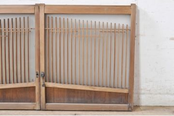 アンティーク建具　格子デザインがおしゃれなガラス小窓2枚セット(ガラス窓、ガラス戸、引き戸)(R-073864)