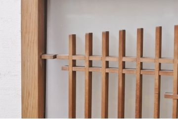 アンティーク建具　格子デザインがおしゃれなガラス小窓2枚セット(ガラス窓、ガラス戸、引き戸)(R-073864)