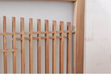 アンティーク建具　格子デザインがおしゃれなガラス小窓2枚セット(ガラス窓、ガラス戸、引き戸)(R-073864)
