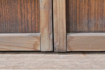 アンティーク建具　格子デザインがおしゃれなガラス小窓2枚セット(ガラス窓、ガラス戸、引き戸)(R-073864)