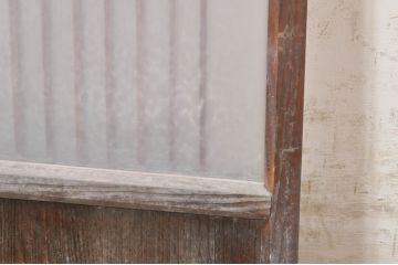 アンティーク建具　格子デザインがおしゃれなガラス小窓2枚セット(ガラス窓、ガラス戸、引き戸)(R-073864)