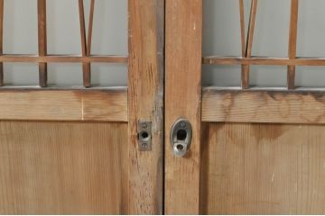 アンティーク建具　おしゃれなデザインが目を惹くガラス窓2枚セット(ガラス窓、ガラス戸、引き戸)(R-073865)