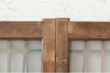 アンティーク建具　おしゃれなデザインが目を惹くガラス窓2枚セット(ガラス窓、ガラス戸、引き戸)(R-073865)