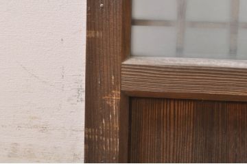 アンティーク建具　おしゃれなデザインが目を惹くガラス窓2枚セット(ガラス窓、ガラス戸、引き戸)(R-073865)
