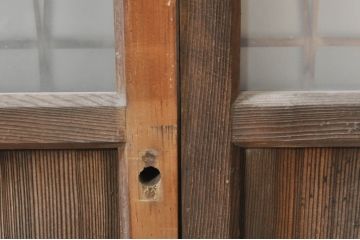 アンティーク建具　おしゃれなデザインが目を惹くガラス窓2枚セット(ガラス窓、ガラス戸、引き戸)(R-073865)