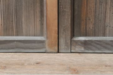 アンティーク建具　おしゃれなデザインが目を惹くガラス窓2枚セット(ガラス窓、ガラス戸、引き戸)(R-073865)