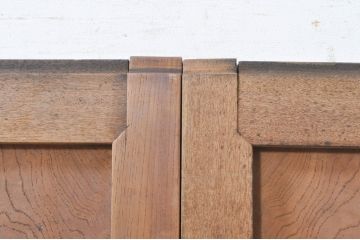 アンティーク建具　総欅(ケヤキ)材　経年を感じさせる木味が魅力の板戸窓2枚セット(引き戸)(R-073866)