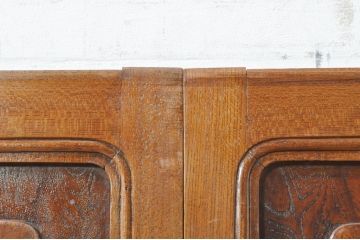 アンティーク建具　総欅(ケヤキ)材　経年を感じさせる木味が魅力の板戸窓2枚セット(引き戸)(R-073867)