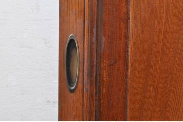 アンティーク建具　総欅(ケヤキ)材　経年を感じさせる木味が魅力の板戸窓2枚セット(引き戸)(R-073867)