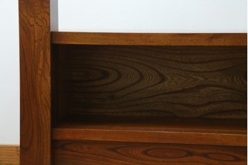 和製アンティーク　高級品!!　重厚　総欅材　黒柿引き戸框　漆塗り　存在感のある木目が目を惹く置き床　(R-073868)