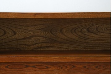 和製アンティーク　高級品!!　重厚　総欅材　黒柿引き戸框　漆塗り　存在感のある木目が目を惹く置き床　(R-073868)