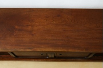 和製アンティーク　高級品!!　重厚　総欅材　黒柿引き戸框　漆塗り　存在感のある木目が目を惹く置き床　(R-073868)