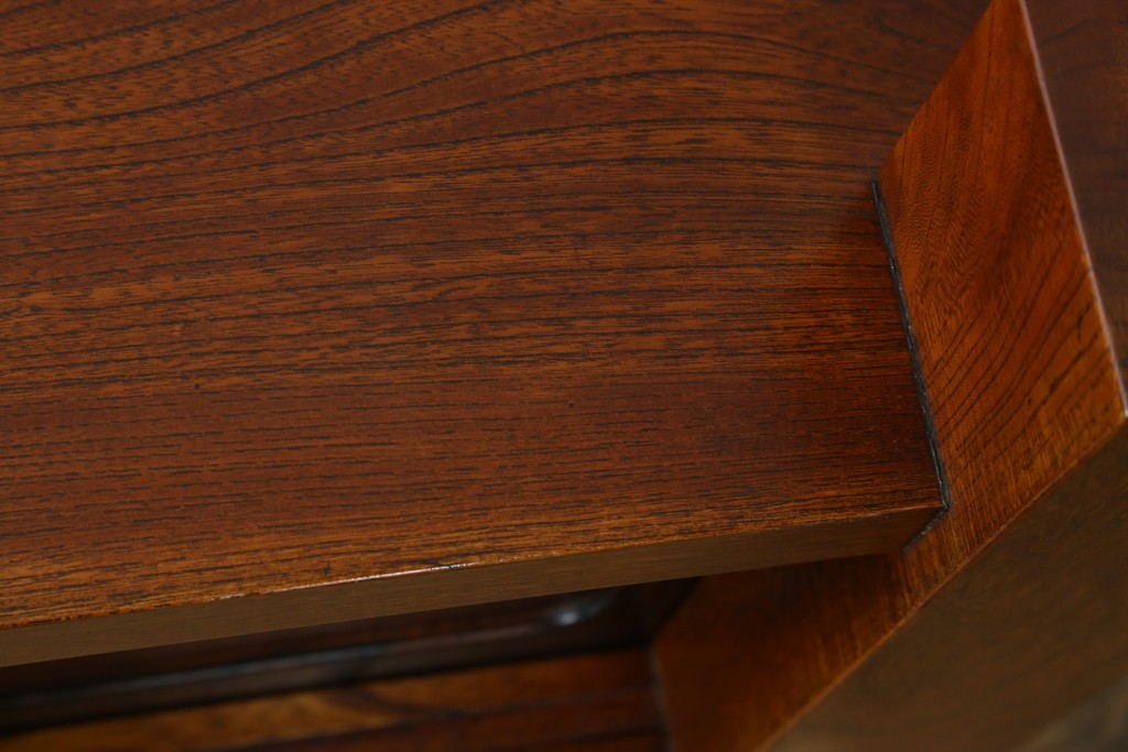 和製アンティーク　高級品!!　重厚　総欅材　黒柿引き戸框　漆塗り　存在感のある木目が目を惹く置き床　(R-073868)