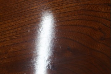 和製アンティーク　高級品!!　重厚　総欅材　黒柿引き戸框　漆塗り　存在感のある木目が目を惹く置き床　(R-073868)