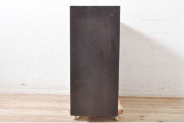 和製ビンテージ　三方欅(ケヤキ)材　内部桐(キリ)材　高山デザイン　シンプルモダンなデザインが美しい茶箪笥(茶棚、飾り棚、収納棚、戸棚、サイドキャビネット、ヴィンテージ)(R-073881)