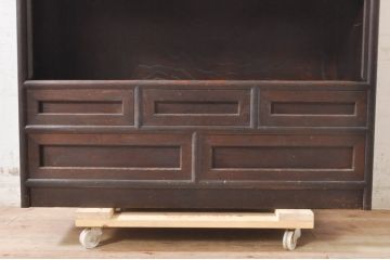 和製ビンテージ　三方欅(ケヤキ)材　内部桐(キリ)材　高山デザイン　シンプルモダンなデザインが美しい茶箪笥(茶棚、飾り棚、収納棚、戸棚、サイドキャビネット、ヴィンテージ)(R-073881)