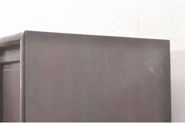 和製ビンテージ　三方欅(ケヤキ)材　内部桐(キリ)材　高山デザイン　シンプルモダンなデザインが美しい茶箪笥(茶棚、飾り棚、収納棚、戸棚、サイドキャビネット、ヴィンテージ)(R-073881)