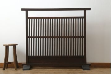 中古　松本民芸家具　和の趣溢れる佇まいが魅力のC型衝立て(つい立て、衝い立て、パーテーション、仕切り)(R-073883)