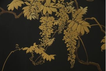 和製アンティーク　特大!!　高蒔絵入り　漆塗り　月と松のデザインが和の空間を盛り立てる衝立(パーティション、衝い立て、つい立て、仕切り)(R-073884)