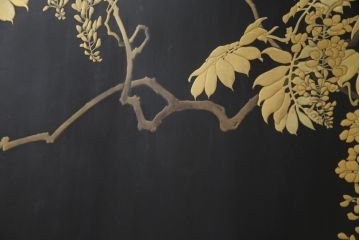 和製アンティーク　特大!!　高蒔絵入り　漆塗り　月と松のデザインが和の空間を盛り立てる衝立(パーティション、衝い立て、つい立て、仕切り)(R-073884)