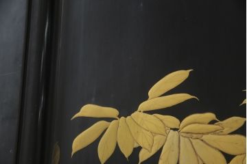 和製アンティーク　特大!!　高蒔絵入り　漆塗り　月と松のデザインが和の空間を盛り立てる衝立(パーティション、衝い立て、つい立て、仕切り)(R-073884)