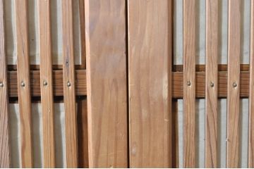アンティーク建具　風情のある佇まいが魅力的な裏障子付き格子戸4枚セット(引き戸、障子戸、ガラス帯戸)(R-073885)