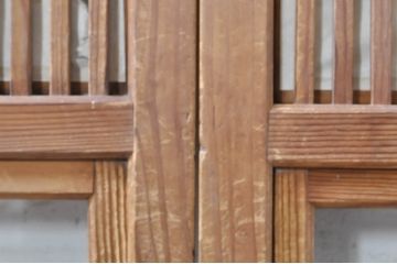 アンティーク建具　風情のある佇まいが魅力的な裏障子付き格子戸4枚セット(引き戸、障子戸、ガラス帯戸)(R-073885)