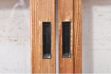 アンティーク建具　風情のある佇まいが魅力的な裏障子付き格子戸4枚セット(引き戸、障子戸、ガラス帯戸)(R-073885)