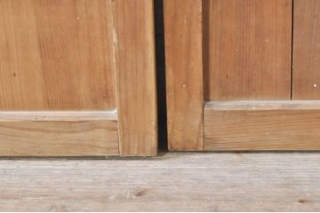 アンティーク建具　風情のある佇まいが魅力的な裏障子付き格子戸4枚セット(引き戸、障子戸、ガラス帯戸)(R-073885)