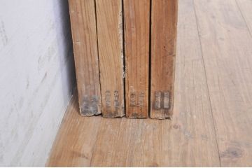 アンティーク建具　風情のある佇まいが魅力的な裏障子付き格子戸4枚セット(引き戸、障子戸、ガラス帯戸)(R-073885)
