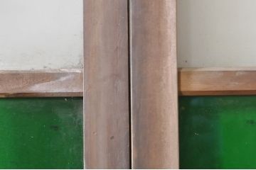 アンティーク建具　大正ロマンの雰囲気を演出する色ガラス入りガラス戸2枚セット(引き戸)(R-073886)