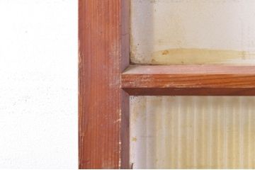アンティーク建具　レトロな空間作りにおすすめなモールガラス入り幅狭ガラス戸2枚セット(引き戸)(R-073887)