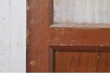 アンティーク建具　レトロな空間作りにおすすめなモールガラス入り幅狭ガラス戸2枚セット(引き戸)(R-073887)