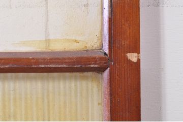 アンティーク建具　レトロな空間作りにおすすめなモールガラス入り幅狭ガラス戸2枚セット(引き戸)(R-073887)