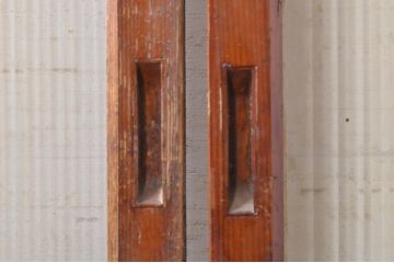 アンティーク建具　レトロな空間作りにおすすめなモールガラス入り幅狭ガラス戸2枚セット(引き戸)(R-073887)