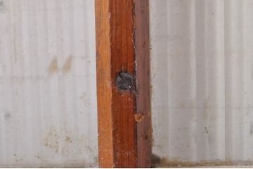 アンティーク建具　レトロな空間作りにおすすめなモールガラス入り幅狭ガラス戸2枚セット(引き戸)(R-073887)