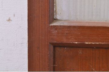 アンティーク建具　レトロな空間作りにおすすめなモールガラス入り幅狭ガラス戸2枚セット(引き戸)(R-073887)