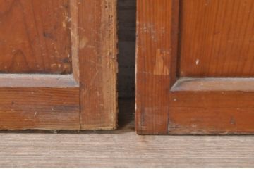 アンティーク建具　レトロな空間作りにおすすめなモールガラス入り幅狭ガラス戸2枚セット(引き戸)(R-073887)