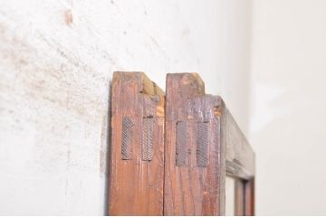 アンティーク建具　レトロな空間作りにおすすめなモールガラス入り幅狭ガラス戸2枚セット(引き戸)(R-073887)