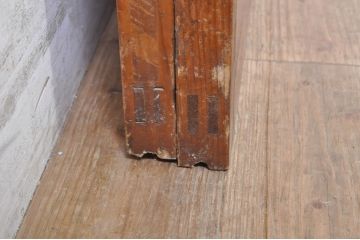アンティーク建具　レトロな空間作りにおすすめなモールガラス入り幅狭ガラス戸2枚セット(引き戸)(R-073887)