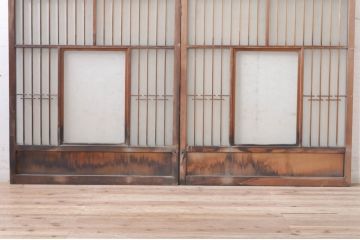 アンティーク建具　どこか懐かしい雰囲気漂う和風ガラス窓2枚セット(引き戸、ガラス戸)(R-073889)